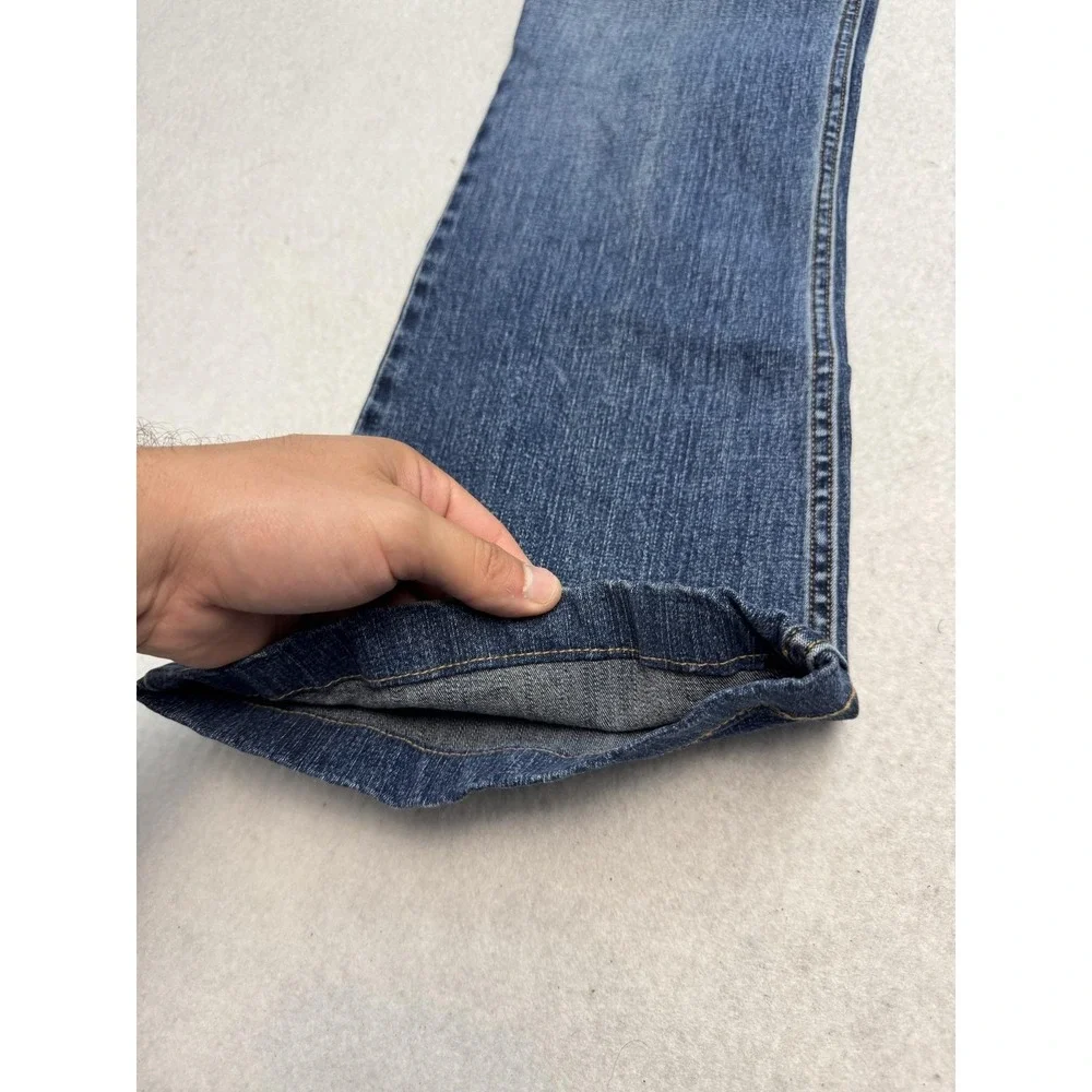 Allen B. By Allen Schwartz Jeans Womens 30 Blue Mid Rise Wide Leg Rhinestone - Picture 3 of 13